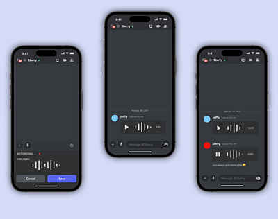 Discord Voice Notes appdesign beautiful blue clean cleandesign dailyui design discord figma graphic design hd logo luxe productdesign ui ux uxui voicemessaging voicenotes