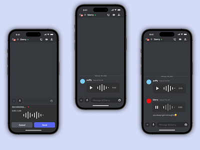 Discord Voice Notes appdesign beautiful blue clean cleandesign dailyui design discord figma graphic design hd logo luxe productdesign ui ux uxui voicemessaging voicenotes