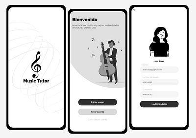 Music App minimal product design ui ux