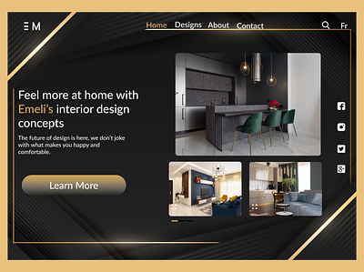 Interior design landing page.