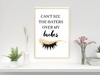 Eyelashes printable wall art affirmation quote graphic design illustration makeup poster printable printable quote wall art