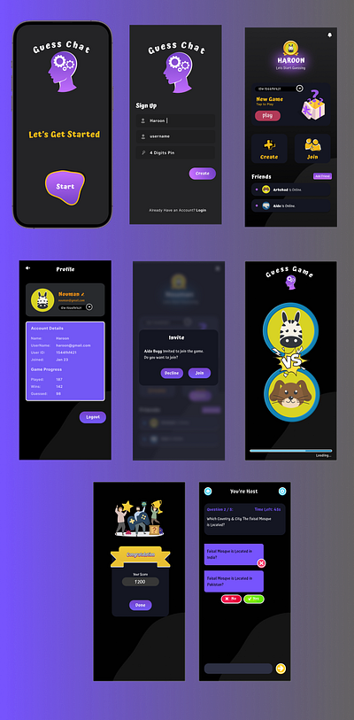 A Guessing Game for a Mobile Application. branding graphic design logo ui