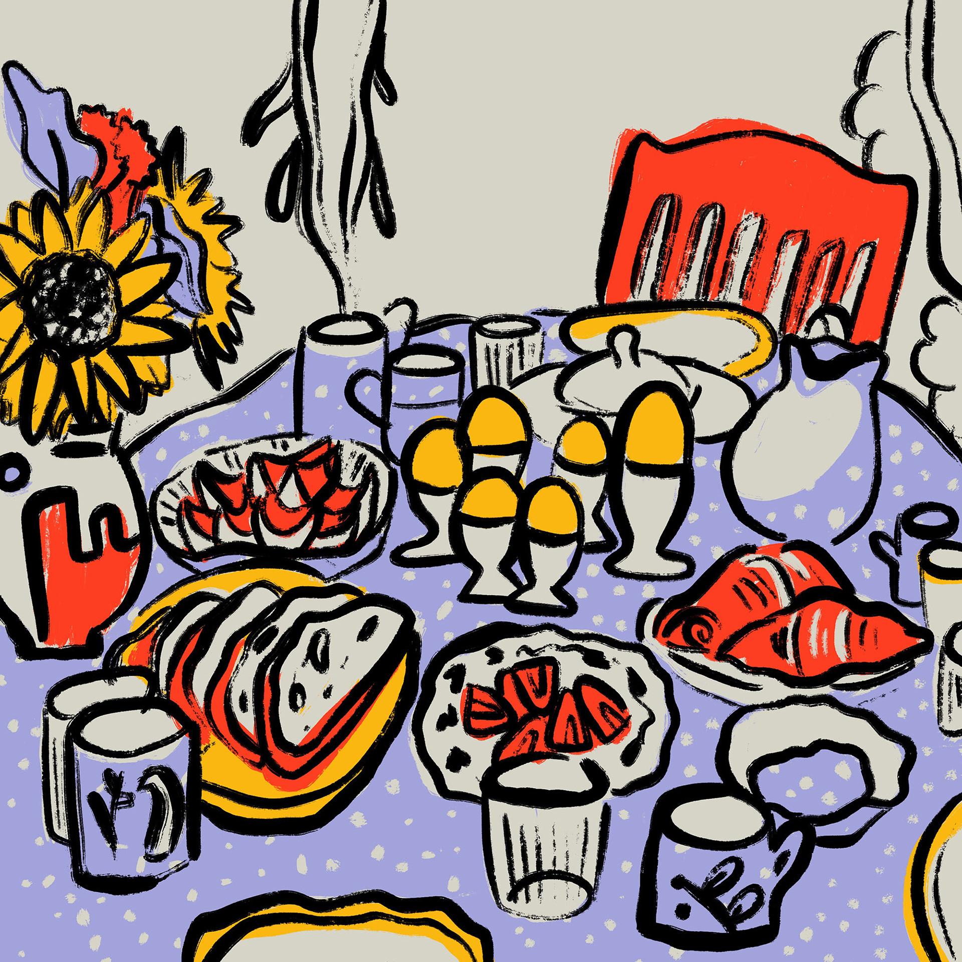 Still here still life No.2 colourful design digitalillustration eggs floral food illustration illustrator procreate stilllife