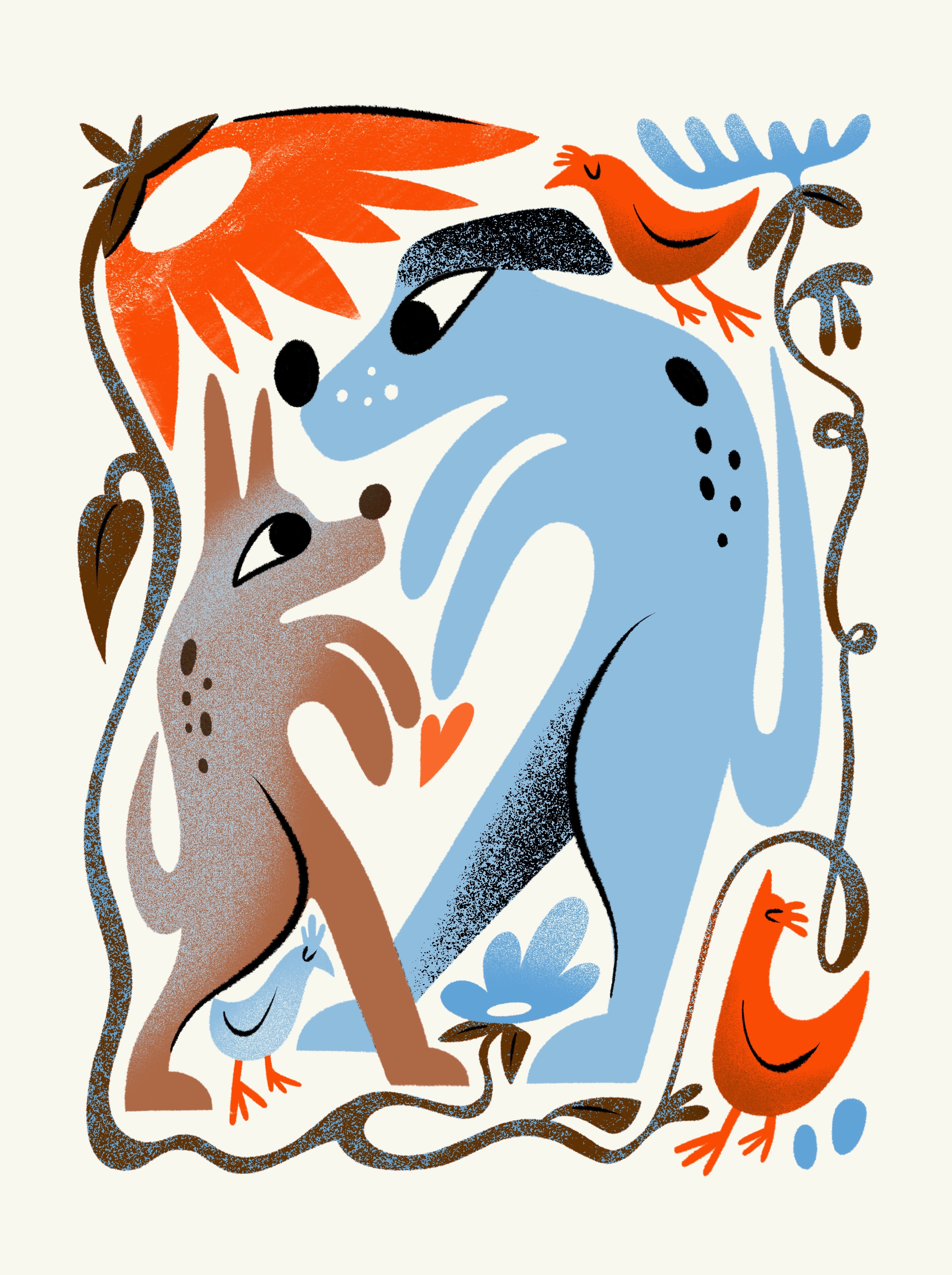 Goose & Noodle characterdesign colourful design digitalillustration dogs illustration illustrator layers love pets textures