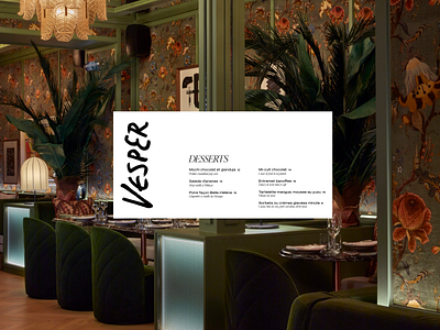 VESPER — DESSERTS MENU branding graphic design