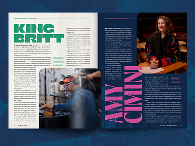 Experimental Music Lab Feature Spread (alternate layout) branding bright college colorful editorial fonts king britt magazine music photography print publication san diego style typography ucsd uni university