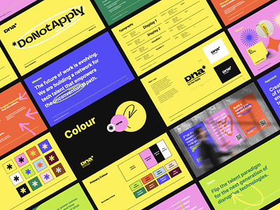 DNA* (DoNotApply) Brand Guidelines app apply brand branding deck design dna do not graphic design guide guidelines illustration logo presentation slides vector yellow