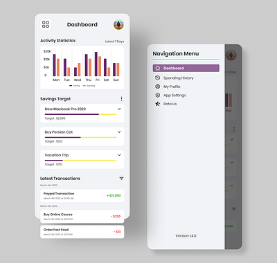 MoMent - Money Management app dashboard design graph money management ui ui design ui design mobile app uiux
