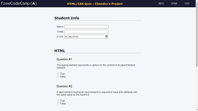 Mini Quiz Project camp code css dribbble free frontend html project question quiz student ui ux