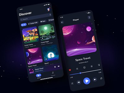 Sleep Sounds - Mobile App Design - UI/UX Designer graphic design mobile app shot app sleep sounds ui