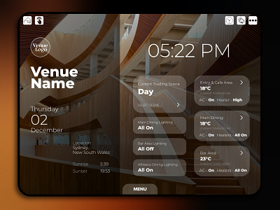 Smart venue dashboard UIX app design automation bms dashboard gui icons smart home smart venue ui uix