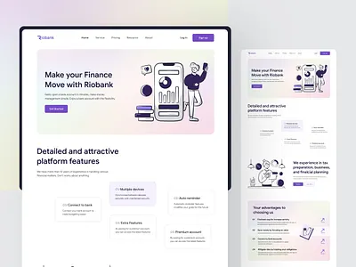 Riobank- Finance Website Design bank bank app bank card banking design digital banking finance financial fintech homepage landing page mobile banking money saas ui ux web web desaign website website design