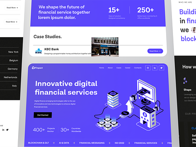 Finpact - Technology Consulting Website🔥 blockchain businesses crypto finance financial fintech healthcare investing isometric landing page money public sector saas saas website technologies technology ui ux web design website