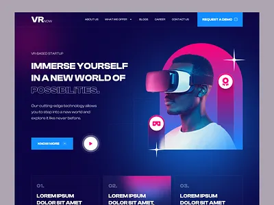 VR Website Concept agency concept dailyui design landing page minimal statup ui ux vr website