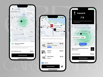 Uber Traffic & Pickup Areas Design car app car sharing app uber uber redesign ui ux