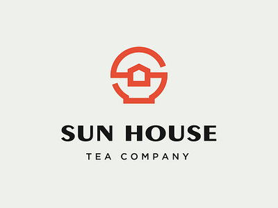 SUN HOUSE branding house logo sun tea vector