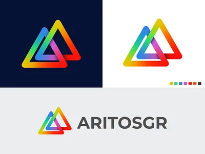 Aritosgr Logo Design | Modern logo design a app icon app logo brand identity branding design gradient logo graphic design illustration letter letter logo logo logo design logo designer logo mark modern modern colorful tech logo technology triangle