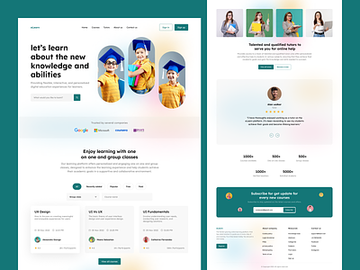 Kids E-Learning Website course e learning education education platform education website elegant landing page learning learning online online class online course online tutoring online university school student study tutor university web design website