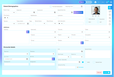 Patient Registration Form graphic design ui