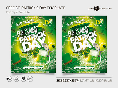 Free St. Patrick’s Day Template + Instagram Post (PSD) event events flyer flyers free freebie patrick photoshop print printed psd st patrick st patricks day template templates