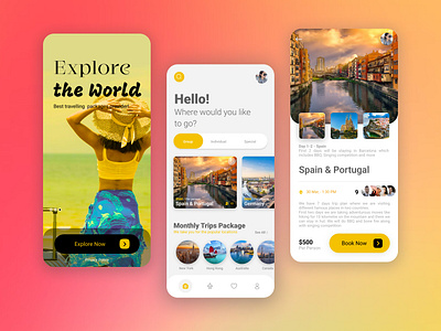 Travelling App Connect design figma mobile application ui ux