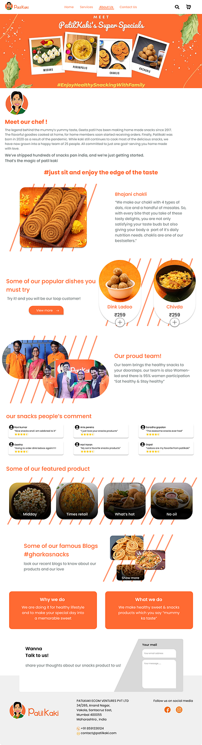 PatilKaki AboutUs Webpage UI design aboutuspage app branding design figma hire hireme illustration product design typography ui uidesigner uiux ux webpageui