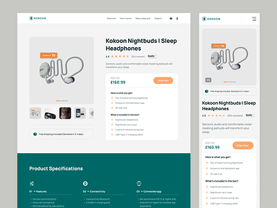 Kokoon - Product Details Page clean company ecommerce layout product product details slaes page typography ui ux website