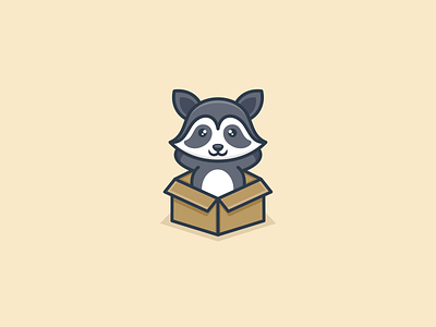 Cute Raccoon Logo Design animal app box branding cute design graphic design illustration logo raccoon typography ui ux vector