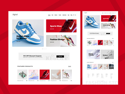 Free eCommerce Shoe Store Figma Website Template ecommerce free figma template free website template web design website concept