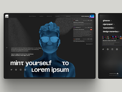 Main page and side menu blockchain design mainpage menu metaverse nft ui webdesign website