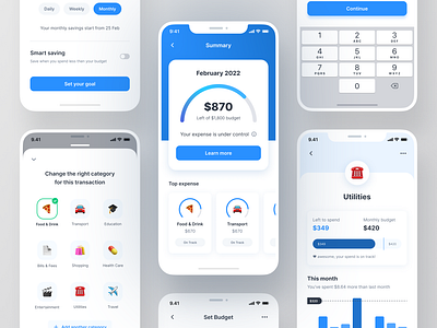 Fincome UI Kit - Expense Management banking budgeting card expense management finance finance app finance ui kit fintech graphic design investment mobile app payment stock ui design ui kit wallet