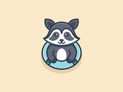 Cute Swim Raccoon Logo animal app branding cartoon cute design graphic design illustration logo raccoon swim typography ui ux vector