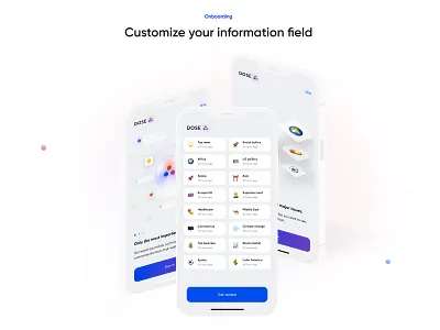 Dose Ai News Onboarding ai artificial intelligence card cards choise emoji gradient mobile mosaic news onboarding ux