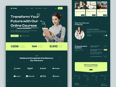 STUDIE | Online Course Landing Page design exploration landing page online course online learning ui design uiux website design