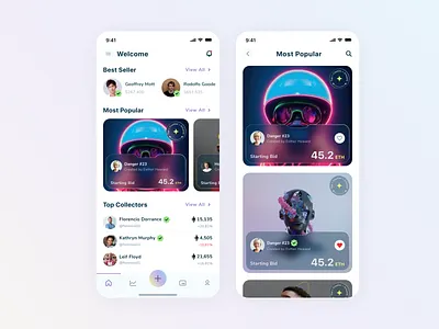 NFTY Mobile App Concept clean color crypto crypto currence cryptoart design ethereum glassmorphism illustration minimal mobile mobile app mobile ui nft token ui ux