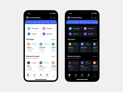 CoinMarketCap - Mobile App Home android app crypto ios mobile product design