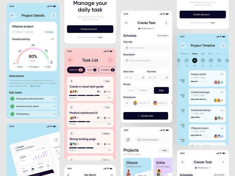 Project Management App UI by Ofspace UX/UI on Dribbble