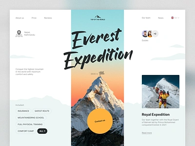 Everest Expedition adventure climbing design everest expedition landing page mountain mountains nepal promo tour tours travel ui ux web design