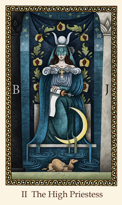 The High Priestess. Tarot card art card character character design dark fantasy drawing esoterica graphic design illustration magic tarot woman