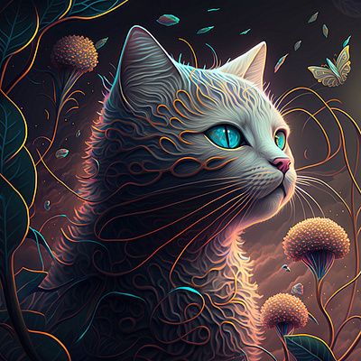 Cosmos branding cat design cat paintings design feline feline paintings kitten design