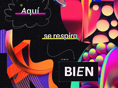 Aqui se respira bien - Typography poster acid ai ai art ai generated bright collage colour colourful design digital collage figma graphic design graphic poster illustration midjourney poster retro textures typo poster typography