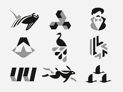 COLLECTION - 2023 - 9 a b bird branding design icon identity illustration logo man manta ray marks men peacock rabbit ray manta symbol ui vector w