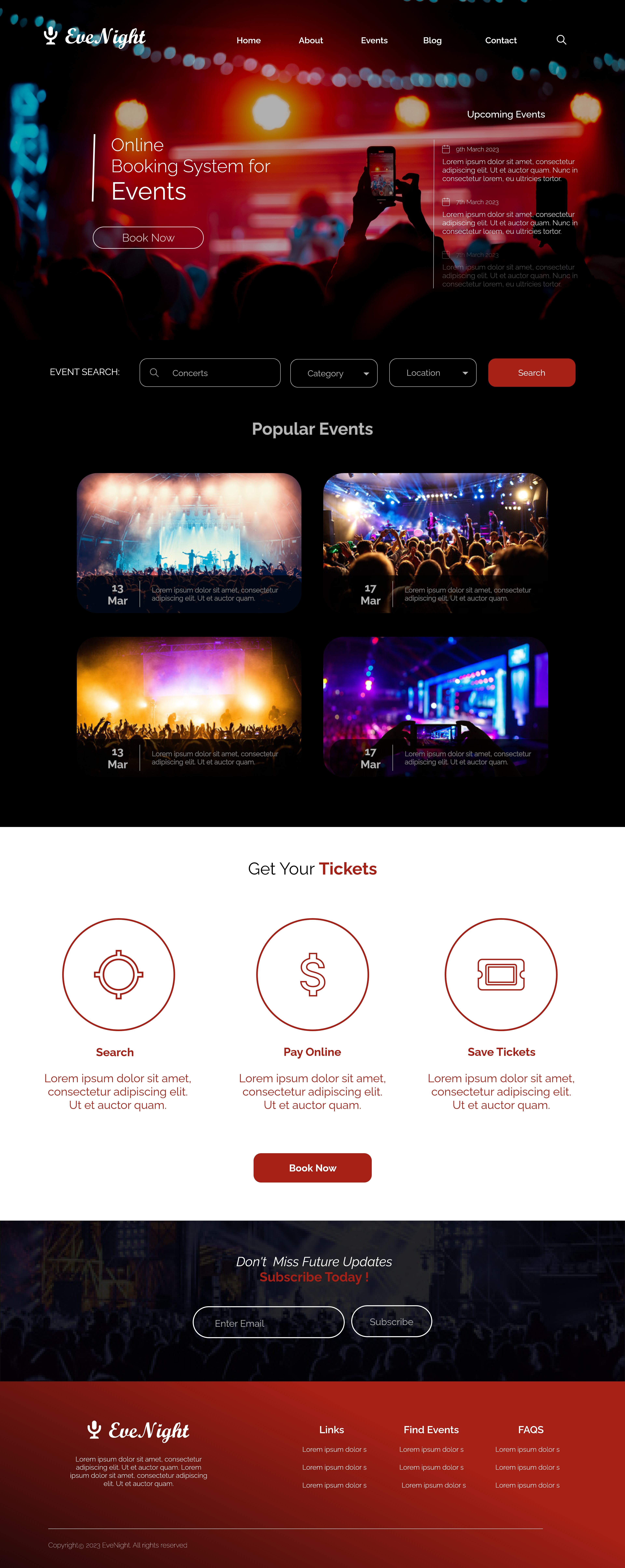 Event Booking Web UI Design adobe xd ui ux web