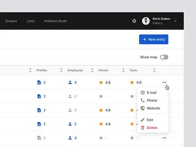 Table Dropdown active state clean dashboard design desktop app dropdown hover state information table list select shadow table toggle ui user interface ux