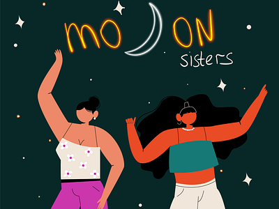 Moon Sisters app blog branding flat illustration girl graphic design illustraion moon motivation ui vector web webdegign website
