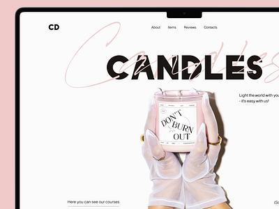 Design for candle store branding design figma min minimalizm pink trends ui web design