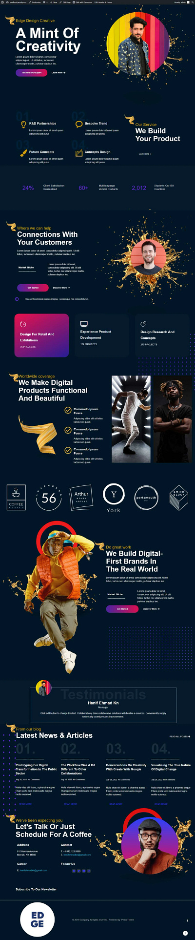 Portfolio Design elementor landing page portfalio design ui web design