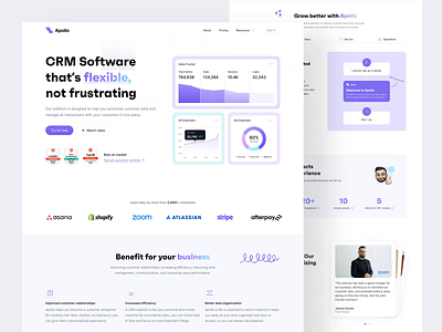 Apollo - CRM Landing Page analytic animation branding business chart clean crm design dipa inhouse graphics landing page modern neat online responsive saas software ui ux website