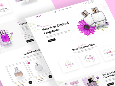 Perfume Website Design aroma beauty body care ecommerce fragrance interface landing page mist perfume perfume store perfume website perfumes scent typography ui ux wakia web design website website design