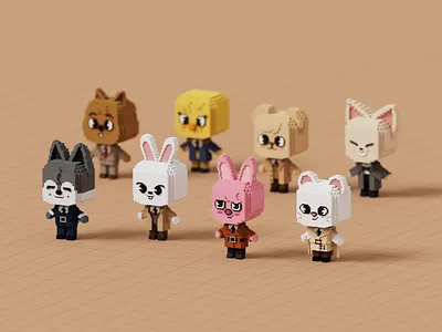 Voxel SKZOO | Stray Kids 1ST LoveSTAY SKZ-X magicavoxel skzfanart skzoo skzoofanart skzx stray kids voxel voxel art voxel character